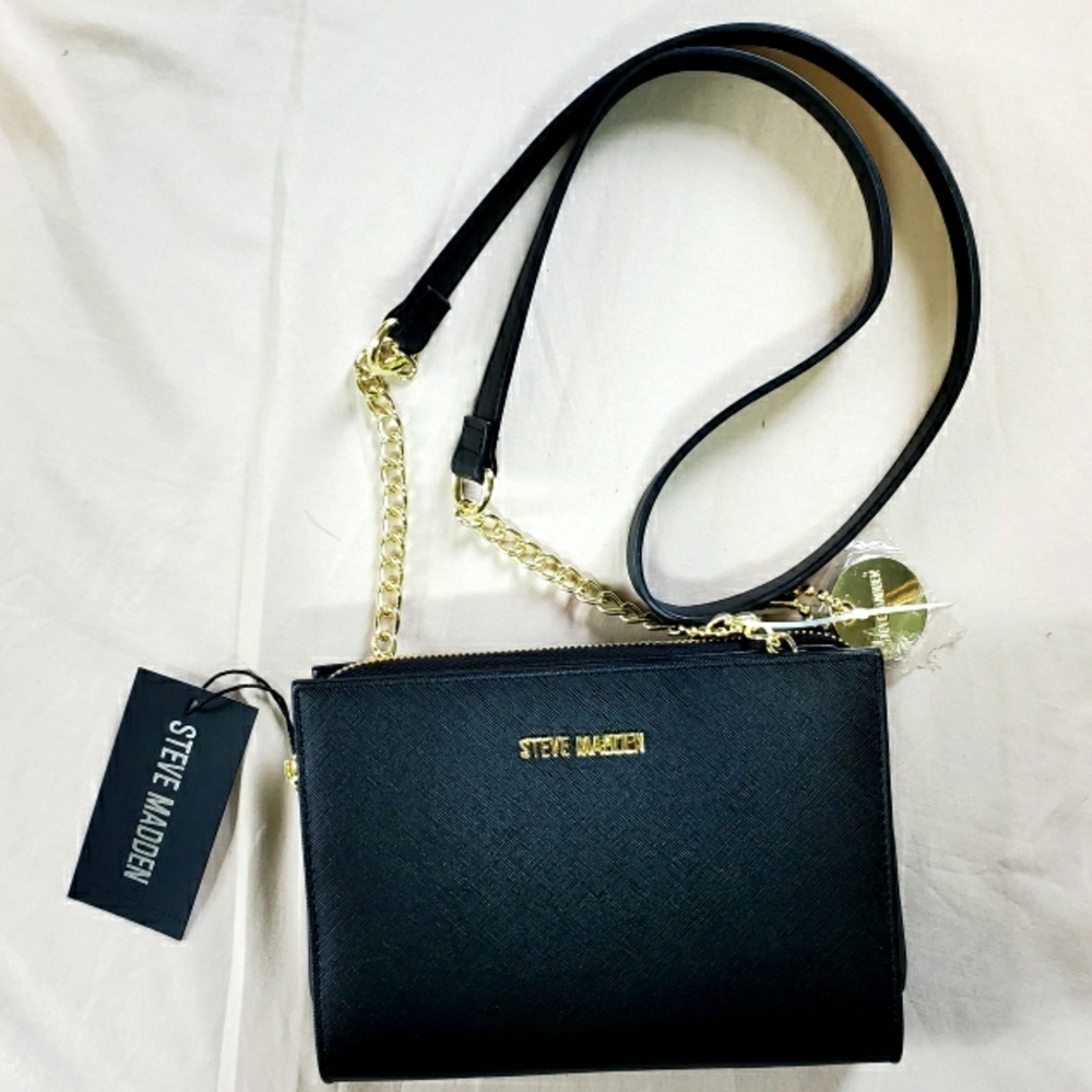 Steve Madden Black Gold Crossbody Purse